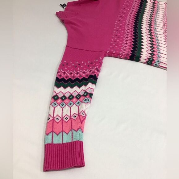 Crown & Ivy Pink Knit Ski Sweater Oversized New Size Large - Picture 7 of 11